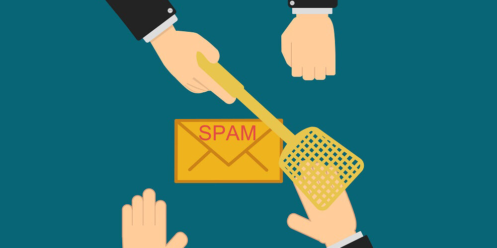The executive hands prevent the employee from receiving and opening a spam mail, the concept of information security in companies, data protection on the internet